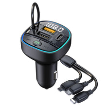 Load image into Gallery viewer, C35 Car MP3 Bluetooth Player with Hands-Free Calling, FM Transmitter, 1-to-3 Cable, Fast Car Charger - All-in-One