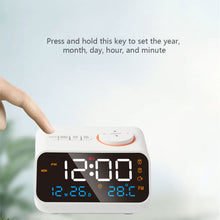 Load image into Gallery viewer, Mordern FM Radio LED Alarm Clock for Bedside Wake Up. Digital Table Calendar with Temperature Thermometer Humidity Hygrometer
