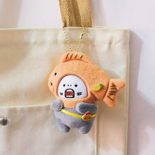 Load image into Gallery viewer, Plush Cranky Shark Adult Plush Toy Bag Pendant Shark with Fish Cap Soft Stuffed Doll Keychain Keyring Bags Pendant Plush Doll Gift