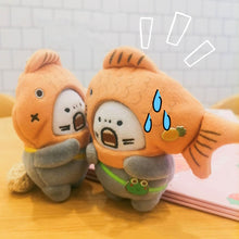 Load image into Gallery viewer, Plush Cranky Shark Adult Plush Toy Bag Pendant Shark with Fish Cap Soft Stuffed Doll Keychain Keyring Bags Pendant Plush Doll Gift
