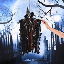 Load image into Gallery viewer, 1Pc Electric Skull Voice Control Hanging Ghost Prop Horror Halloween Ghost Witch Pendant Decoration Scary Scream Glowing Tricky Toys