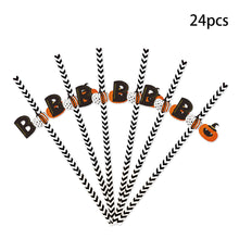Load image into Gallery viewer, 24Pcs/pack Halloween Straws Skeletons Pumpkins Straw Halloween Party Decoration Festival Supplies For Bar Bar Restaurant
