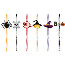 Load image into Gallery viewer, 24Pcs/pack Halloween Straws Skeletons Pumpkins Straw Halloween Party Decoration Festival Supplies For Bar Bar Restaurant