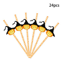 Load image into Gallery viewer, 24Pcs/pack Halloween Straws Skeletons Pumpkins Straw Halloween Party Decoration Festival Supplies For Bar Bar Restaurant