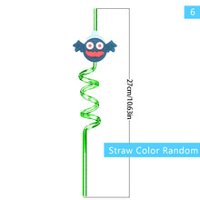 Load image into Gallery viewer, 1Pc Halloween Reusable Plastic Spiral Drinking Straws Funny Bat Pumpkin Ghost Witch Vampire Party Decoration Supplies