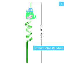 Load image into Gallery viewer, 1Pc Halloween Reusable Plastic Spiral Drinking Straws Funny Bat Pumpkin Ghost Witch Vampire Party Decoration Supplies