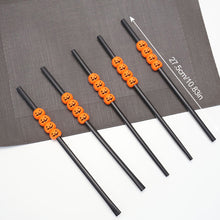 Load image into Gallery viewer, 5Pcs Halloween Reusable Plastic Drinking Straws Funny Bat Pumpkin Ghost Witch Vampire Party Decoration Supplies
