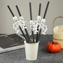 Load image into Gallery viewer, 5Pcs Halloween Reusable Plastic Drinking Straws Funny Bat Pumpkin Ghost Witch Vampire Party Decoration Supplies