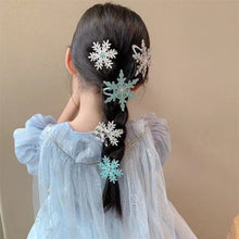 Load image into Gallery viewer, Elegant Rhinestone Ice and Snow Princess Hair Clip Creative White Blue Winter Snowflake Hairpin Girls Children Hair Clip