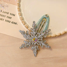 Load image into Gallery viewer, Elegant Rhinestone Ice and Snow Princess Hair Clip Creative White Blue Winter Snowflake Hairpin Girls Children Hair Clip