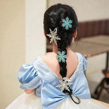 Load image into Gallery viewer, Elegant Rhinestone Ice and Snow Princess Hair Clip Creative White Blue Winter Snowflake Hairpin Girls Children Hair Clip