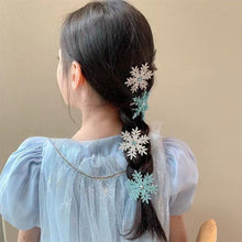 Load image into Gallery viewer, Elegant Rhinestone Ice and Snow Princess Hair Clip Creative White Blue Winter Snowflake Hairpin Girls Children Hair Clip