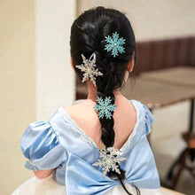Load image into Gallery viewer, Elegant Rhinestone Ice and Snow Princess Hair Clip Creative White Blue Winter Snowflake Hairpin Girls Children Hair Clip
