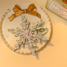Load image into Gallery viewer, Elegant Rhinestone Ice and Snow Princess Hair Clip Creative White Blue Winter Snowflake Hairpin Girls Children Hair Clip