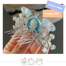 Load image into Gallery viewer, Ice and Snow Princess Mermaid Princess Hairpin Blue Elegant Children's Hairpin Children Organize Bangs Hair Clips