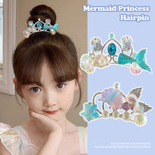 Load image into Gallery viewer, Ice and Snow Princess Mermaid Princess Hairpin Blue Elegant Children's Hairpin Children Organize Bangs Hair Clips