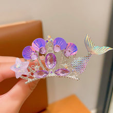 Load image into Gallery viewer, Water Diamond Mermaid Princess Hairpin Colorful Elegant Star Shell Children's Hairpin Organize Bangs Hair Clips