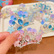 Load image into Gallery viewer, Water Diamond Mermaid Princess Hairpin Colorful Elegant Star Shell Children's Hairpin Organize Bangs Hair Clips