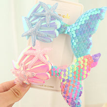 Load image into Gallery viewer, Fashion Sequin Fish Tail Hair Clip Hairpin for Girls with Sparkling Shells and Bangs Ocean Starfish Children's Creative Hair Clip