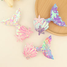 Load image into Gallery viewer, Fashion Sequin Fish Tail Hair Clip Hairpin for Girls with Sparkling Shells and Bangs Ocean Starfish Children's Creative Hair Clip