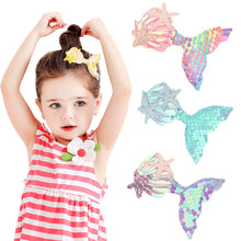 Load image into Gallery viewer, Fashion Sequin Fish Tail Hair Clip Hairpin for Girls with Sparkling Shells and Bangs Ocean Starfish Children's Creative Hair Clip