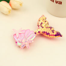 Load image into Gallery viewer, Fashion Sequin Fish Tail Hair Clip Hairpin for Girls with Sparkling Shells and Bangs Ocean Starfish Children's Creative Hair Clip