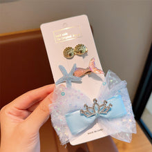 Load image into Gallery viewer, 3pcs Sequin Fish Tail Starfish Mermaid Princess Hair Clip Creative Shell Bow Bangs Hairpin Children's Girls Hair Accessories
