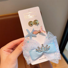 Load image into Gallery viewer, 3pcs Sequin Fish Tail Starfish Mermaid Princess Hair Clip Creative Shell Bow Bangs Hairpin Children's Girls Hair Accessories