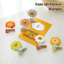 Load image into Gallery viewer, Cute 3D Flower Hairpin Creative Knitting Spring Smiling Face Hairpin Children Fashion Hair Accessories