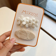Load image into Gallery viewer, Lace Bow Tie Clip Children's Pearl Embroidery Flower Hair Clip Baby Retro Hair Clip Child Kids Hair Clips Headwear