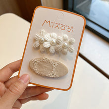 Load image into Gallery viewer, Lace Bow Tie Clip Children's Pearl Embroidery Flower Hair Clip Baby Retro Hair Clip Child Kids Hair Clips Headwear