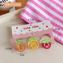Load image into Gallery viewer, 3pcs Strawberry Bear Carrot Cute Hairpin Creative Girls Elegant Mini Fringe Hair Clips Children Women Bangs Hair Clips