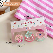 Load image into Gallery viewer, 3pcs Strawberry Bear Carrot Cute Hairpin Creative Girls Elegant Mini Fringe Hair Clips Children Women Bangs Hair Clips