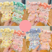 Load image into Gallery viewer, 10pcs/set Cute Flower Bowknot Hair Clips Fabric Mesh Multi-color Hairpin Children Bangs Hair Clips Headwear Hair Accessories