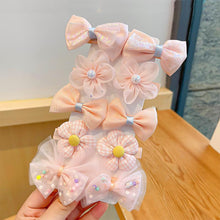 Load image into Gallery viewer, 10pcs/set Cute Flower Bowknot Hair Clips Fabric Mesh Multi-color Hairpin Children Bangs Hair Clips Headwear Hair Accessories