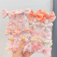 Load image into Gallery viewer, 10pcs/set Cute Flower Bowknot Hair Clips Fabric Mesh Multi-color Hairpin Children Bangs Hair Clips Headwear Hair Accessories