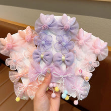 Load image into Gallery viewer, 8pcs/set Children Bowknot Flower Hair Clips Fabric Lace Mesh Bangs Hairpin Hair Clips Cute Hair Accessories