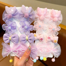 Load image into Gallery viewer, 8pcs/set Children Bowknot Flower Hair Clips Fabric Lace Mesh Bangs Hairpin Hair Clips Cute Hair Accessories