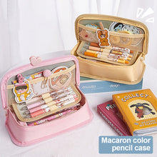 Load image into Gallery viewer, 1Pc Double Layer Muffin Flip Bag Large-capacity Pencil Bag Holder Girl Stationery Desk Organizer School Office Supplies Storage Bag