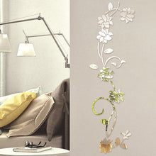 Load image into Gallery viewer, Acrylic Flower Vine Wall Sticker Mirror Effect Sticker DIY Wall Art Home Living Room Kitchen Bedroom Decoration Sticker