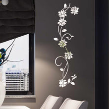 Load image into Gallery viewer, Acrylic Flower Vine Wall Sticker Mirror Effect Sticker DIY Wall Art Home Living Room Kitchen Bedroom Decoration Sticker