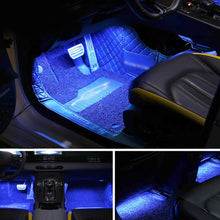 Load image into Gallery viewer, 4Pcs/Set 12V LED Car Interior Atmosphere Backlight Ambient Mood Foot Light With Cigarette USB Lighter Decorative APP Remote Control Lamp Auto Accessories