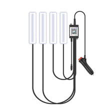 Load image into Gallery viewer, 4Pcs/Set 12V LED Car Interior Atmosphere Backlight Ambient Mood Foot Light With Cigarette USB Lighter Decorative APP Remote Control Lamp Auto Accessories