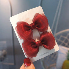 Load image into Gallery viewer, 2pcs/set Pearl Yarn Bowknot Hair Clips Children Simple Sweet Mesh Hairpin Hair Ornament Hair Accessories