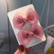 Load image into Gallery viewer, 2pcs/set Pearl Yarn Bowknot Hair Clips Children Simple Sweet Mesh Hairpin Hair Ornament Hair Accessories