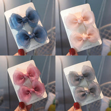 Load image into Gallery viewer, 2pcs/set Pearl Yarn Bowknot Hair Clips Children Simple Sweet Mesh Hairpin Hair Ornament Hair Accessories