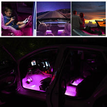 Load image into Gallery viewer, 12V LED Car Interior Atmosphere Backlight Ambient Mood Foot Light With Cigarette USB 24LED Lighter Decorative Lamp Auto Accessories
