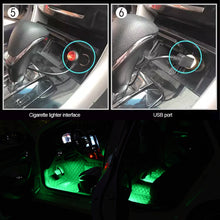 Load image into Gallery viewer, 12V LED Car Interior Atmosphere Backlight Ambient Mood Foot Light With Cigarette USB 24LED Lighter Decorative Lamp Auto Accessories