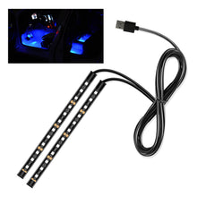 Load image into Gallery viewer, 12V LED Car Interior Atmosphere Backlight Ambient Mood Foot Light With Cigarette USB 24LED Lighter Decorative Lamp Auto Accessories