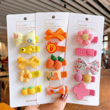 Load image into Gallery viewer, 5pcs/set Rainbow Color Fabric Bowknot Children Hair Clips Cute Cartoon Animal Flower Hairpin Headwear Hair Accessories